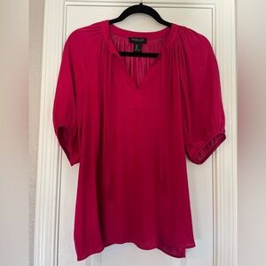 Rachel Zoe Fuscia Flowy Romance Top Pink Silky Blouse Sz Large